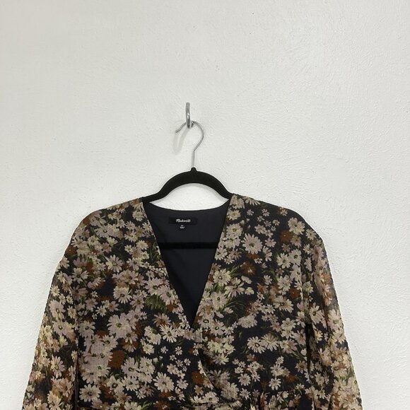 Madewell Drawstring Faux-Wrap Mini Dress in Daisy Reverie Forest‎ Floral Size XS - Picture 4 of 12